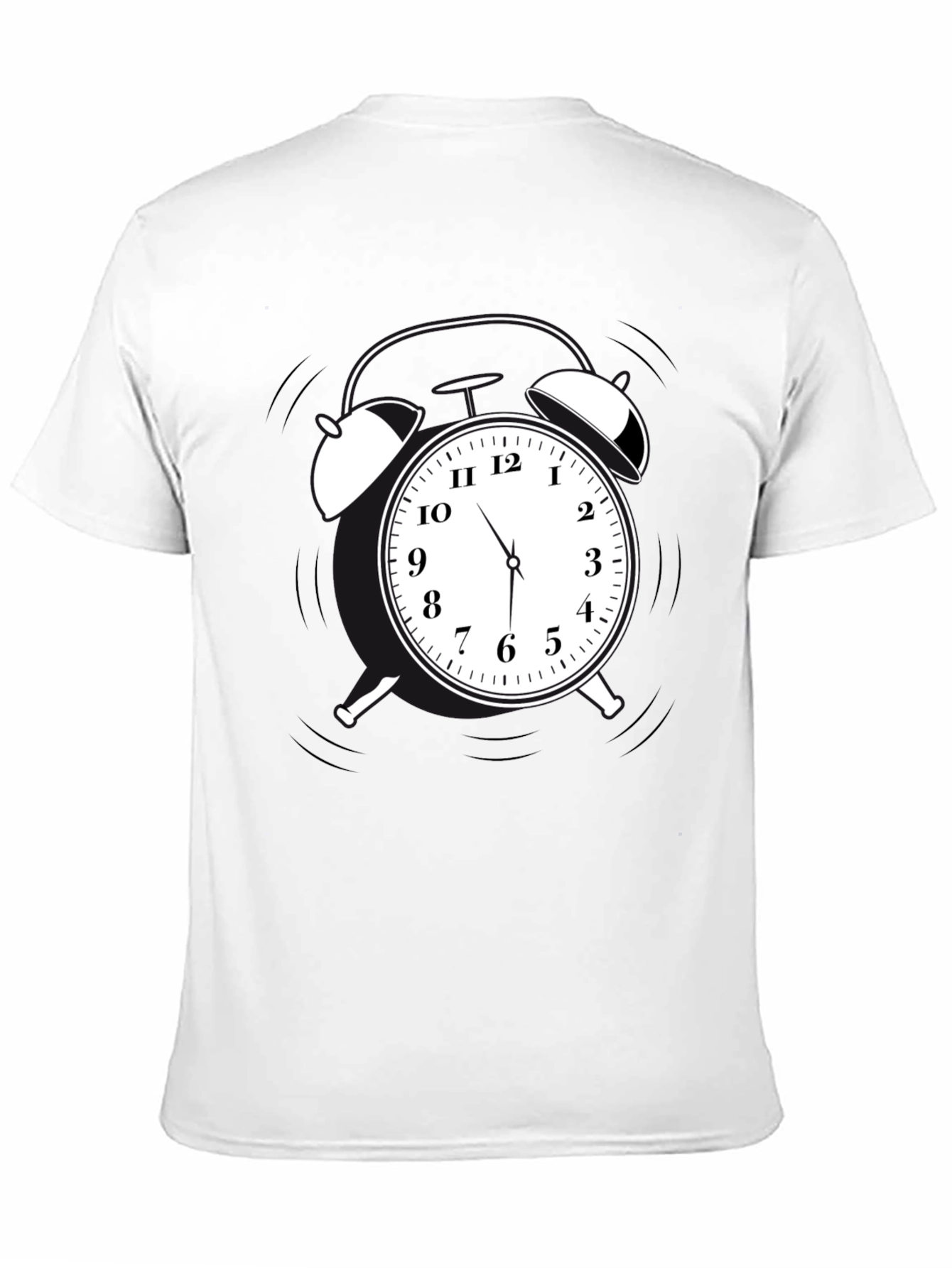 Alarm Clock Graphic Tee - Black Cotton Casual Shirt