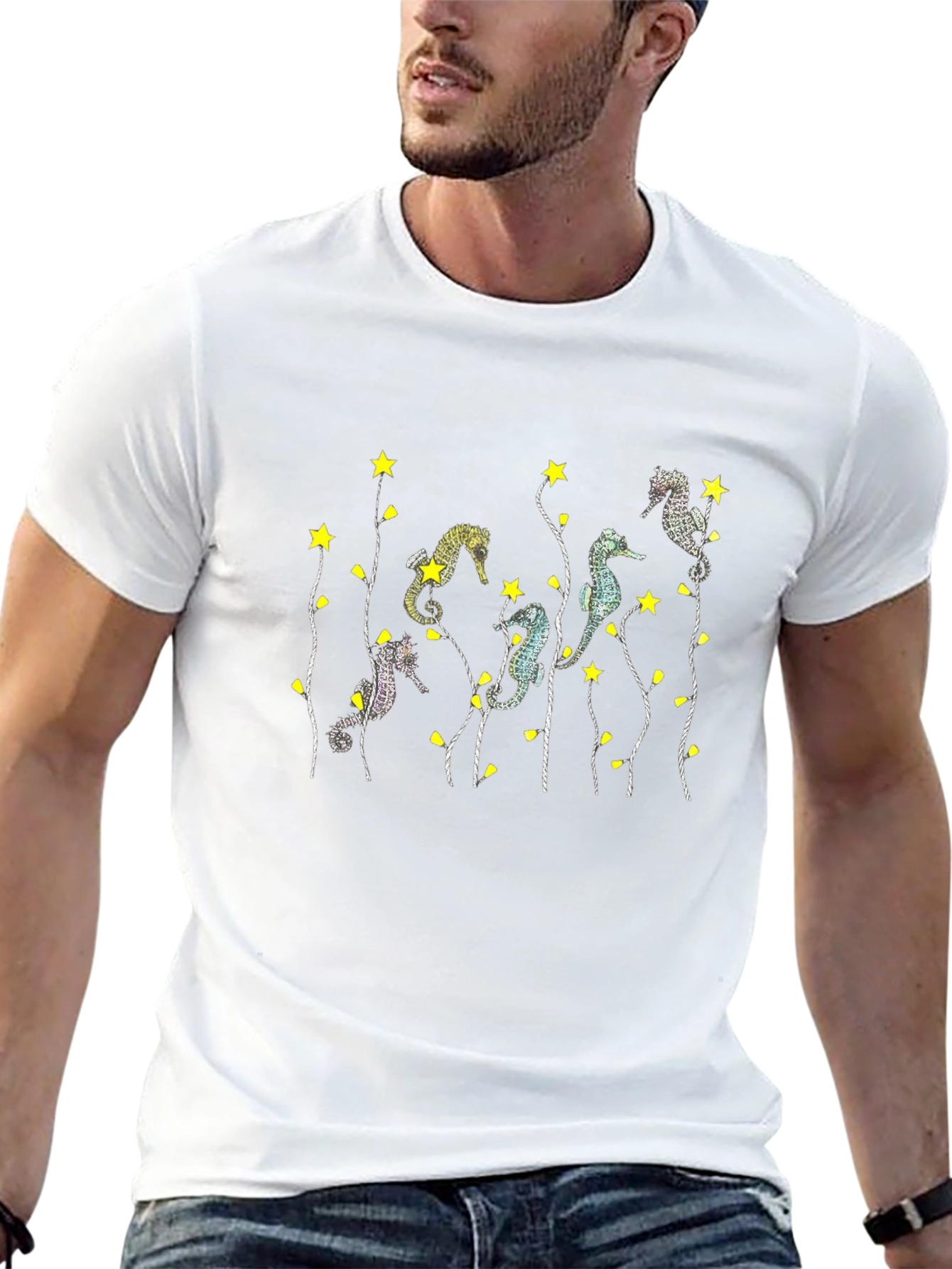 Seahorse & Star Graphic Black T-Shirt