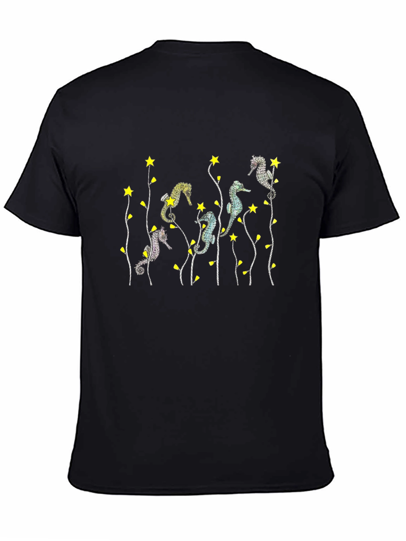 Seahorse & Star Graphic Black T-Shirt