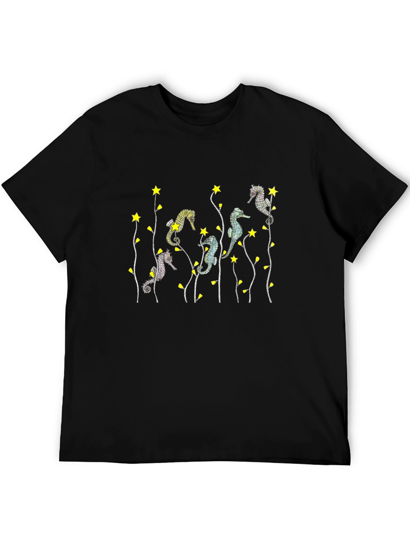 Seahorse & Star Graphic Black T-Shirt