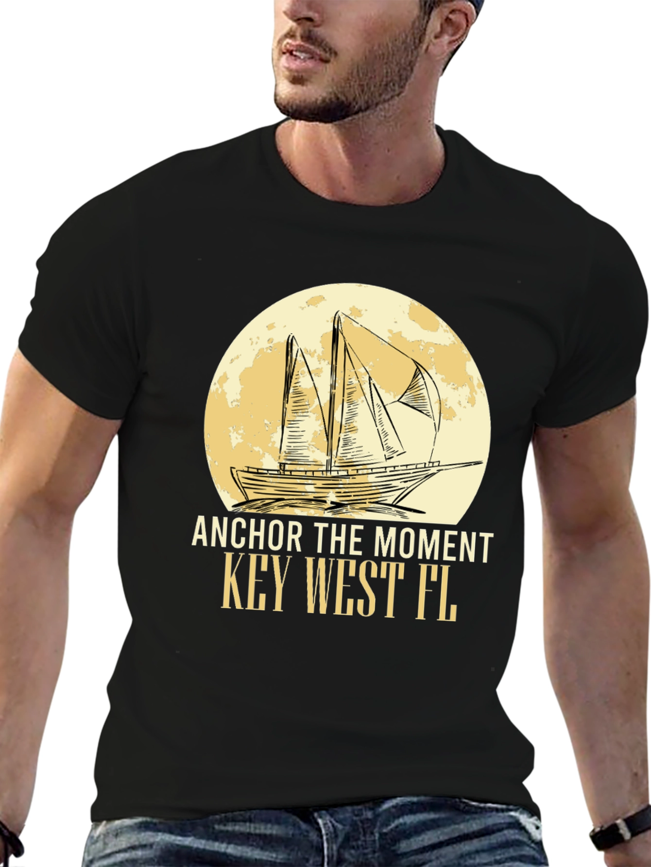 Anchor the Moment Key West FL Black T-Shirt