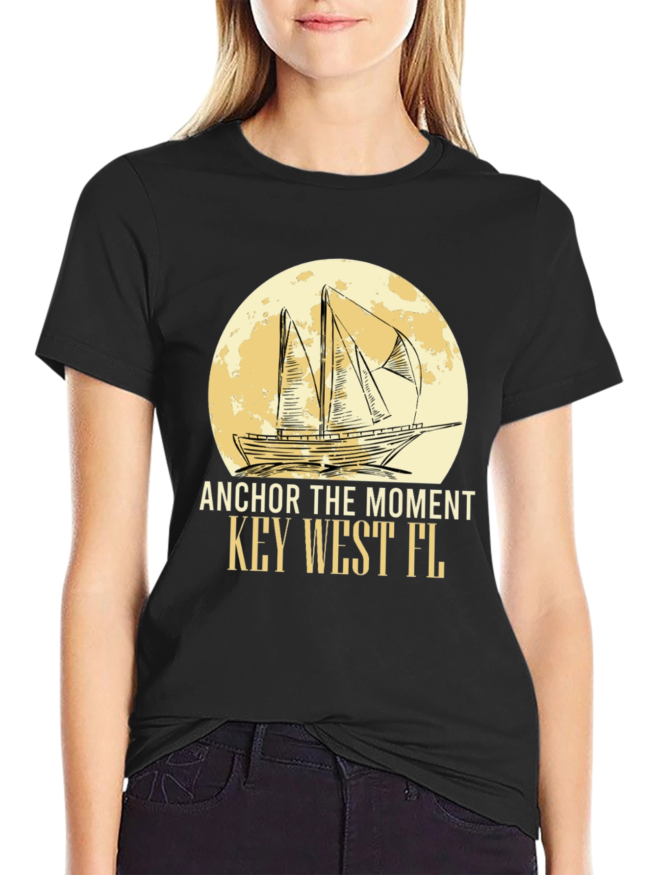 Anchor the Moment Key West FL Black T-Shirt