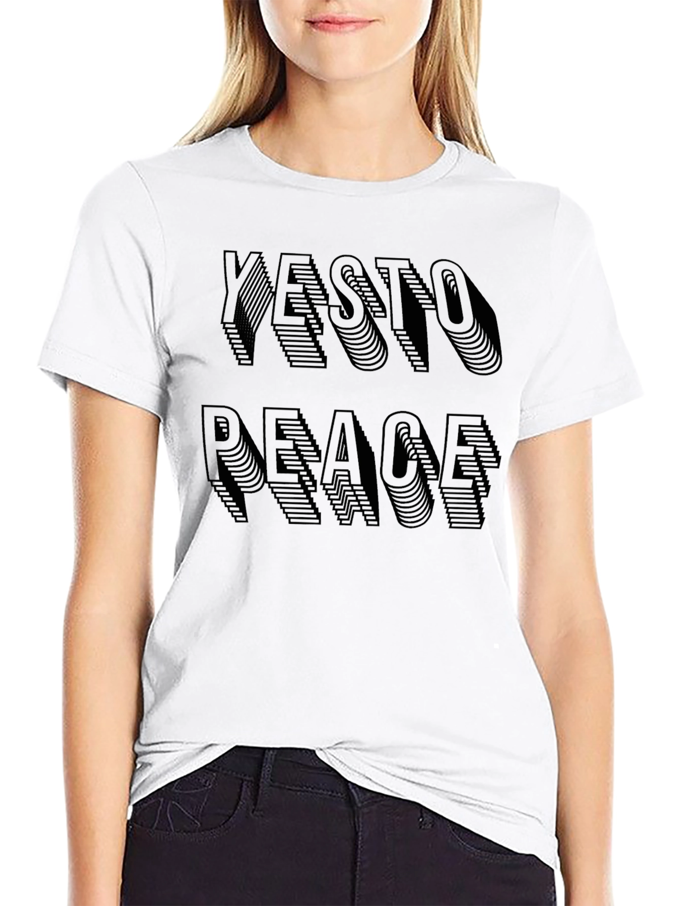 Yes to Peace Black Graphic T-Shirt