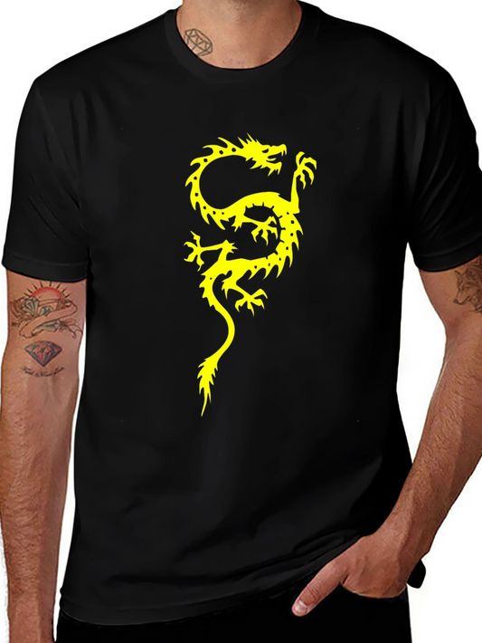 Dragon Graphic Print Mens Black T-Shirt