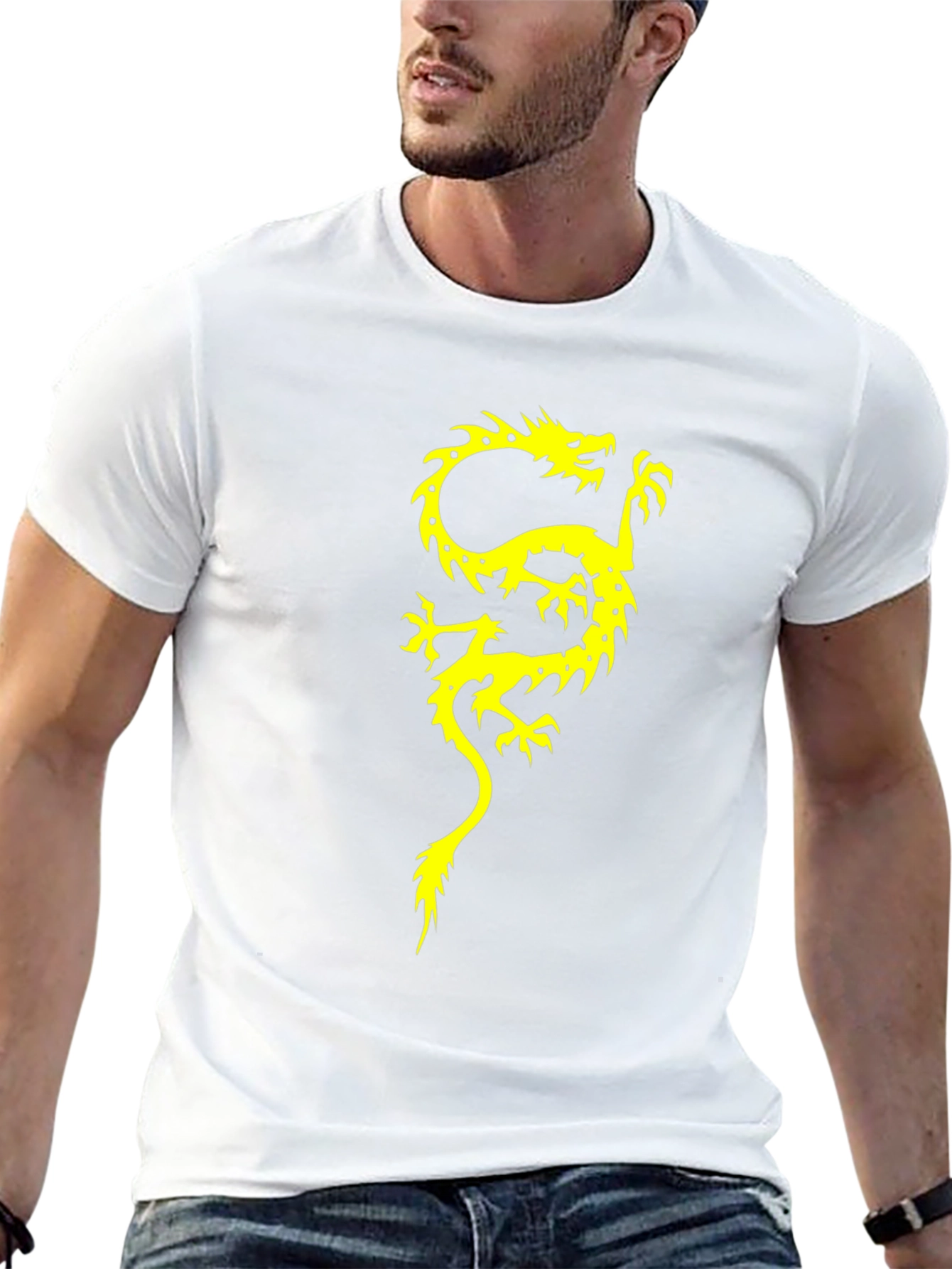 Dragon Graphic Print Mens Black T-Shirt