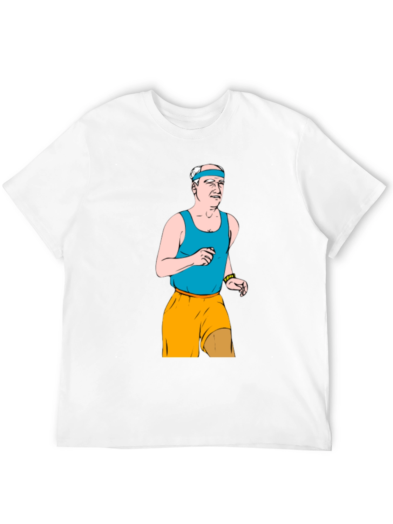 Funny Old Man Running Cartoon Black T-Shirt