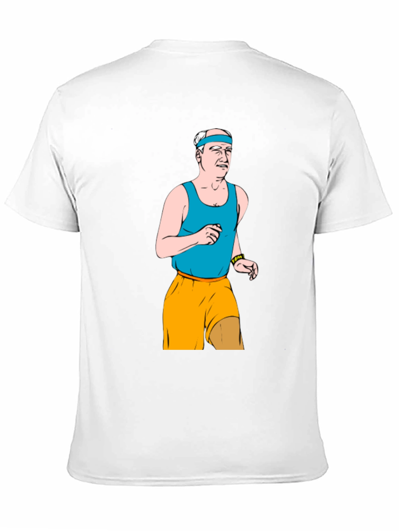 Funny Old Man Running Cartoon Black T-Shirt