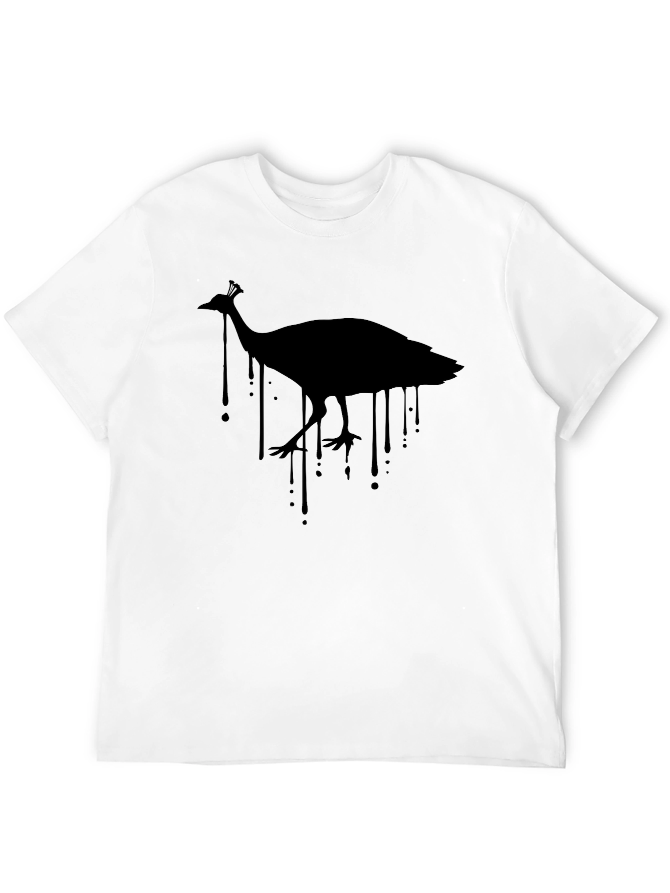 Mens Black T-Shirt with Peacock Graphic