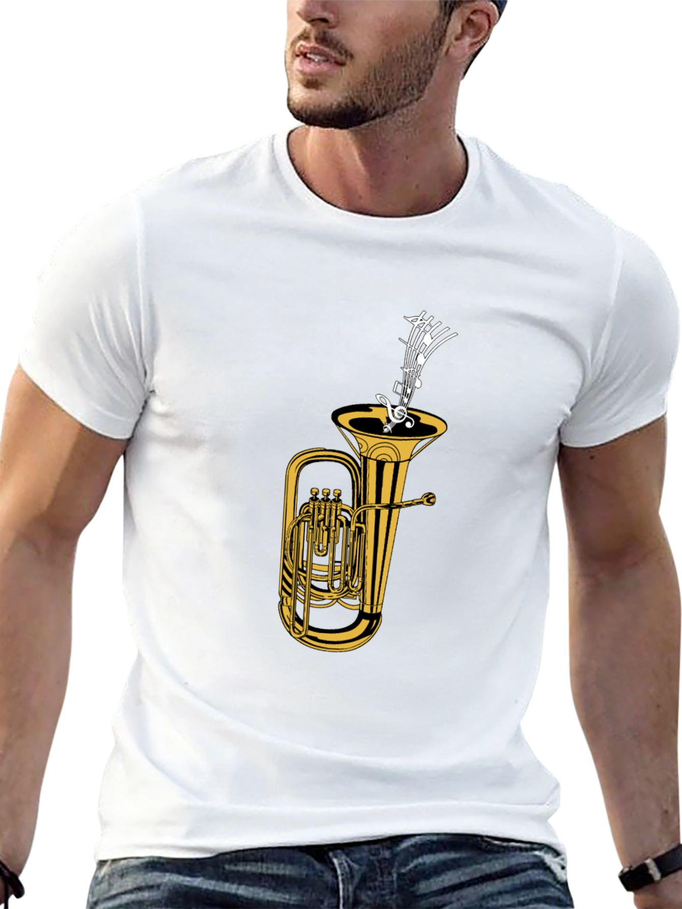 Tuba & Music Notes Graphic Tee