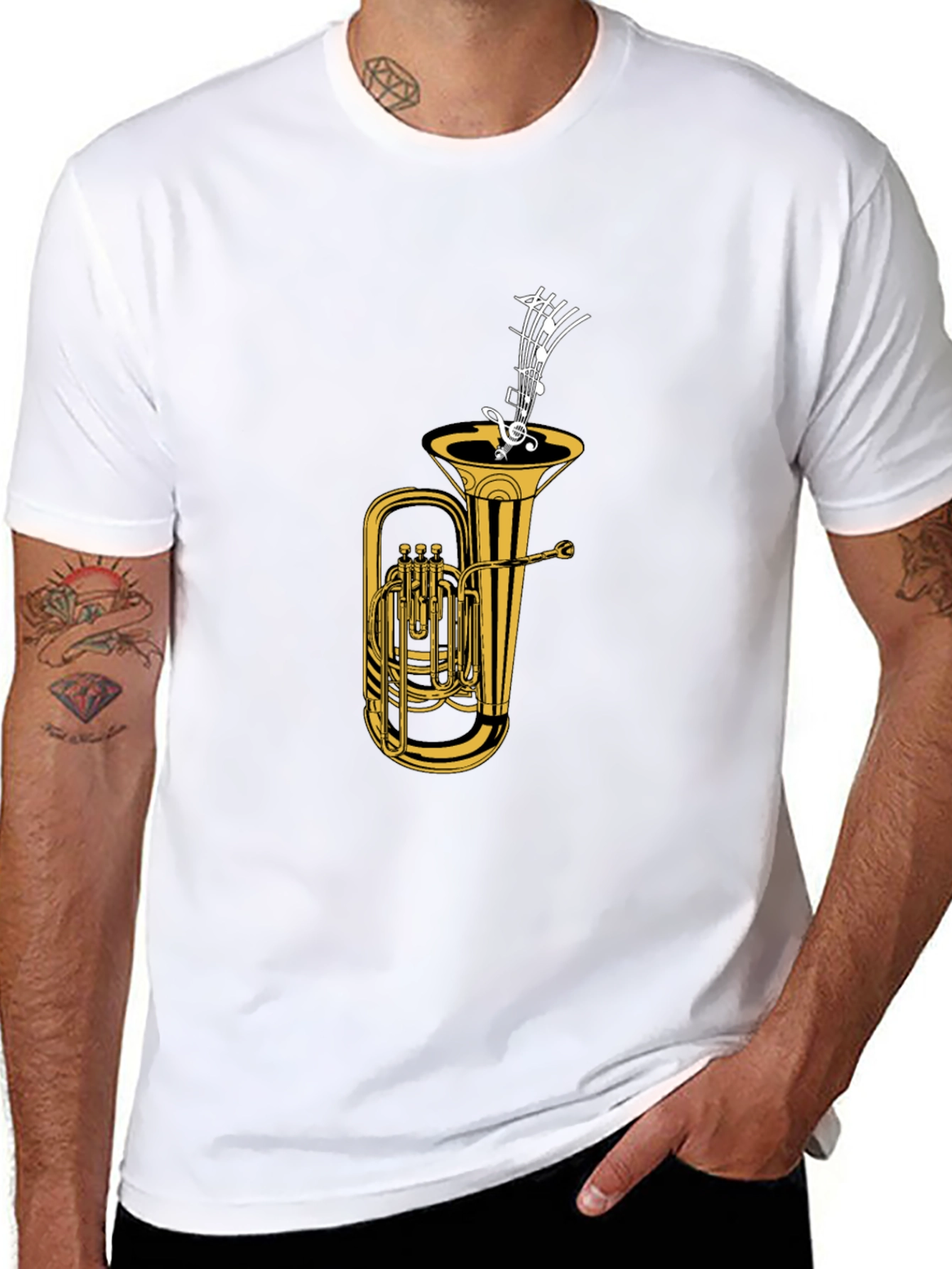 Tuba & Music Notes Graphic Tee
