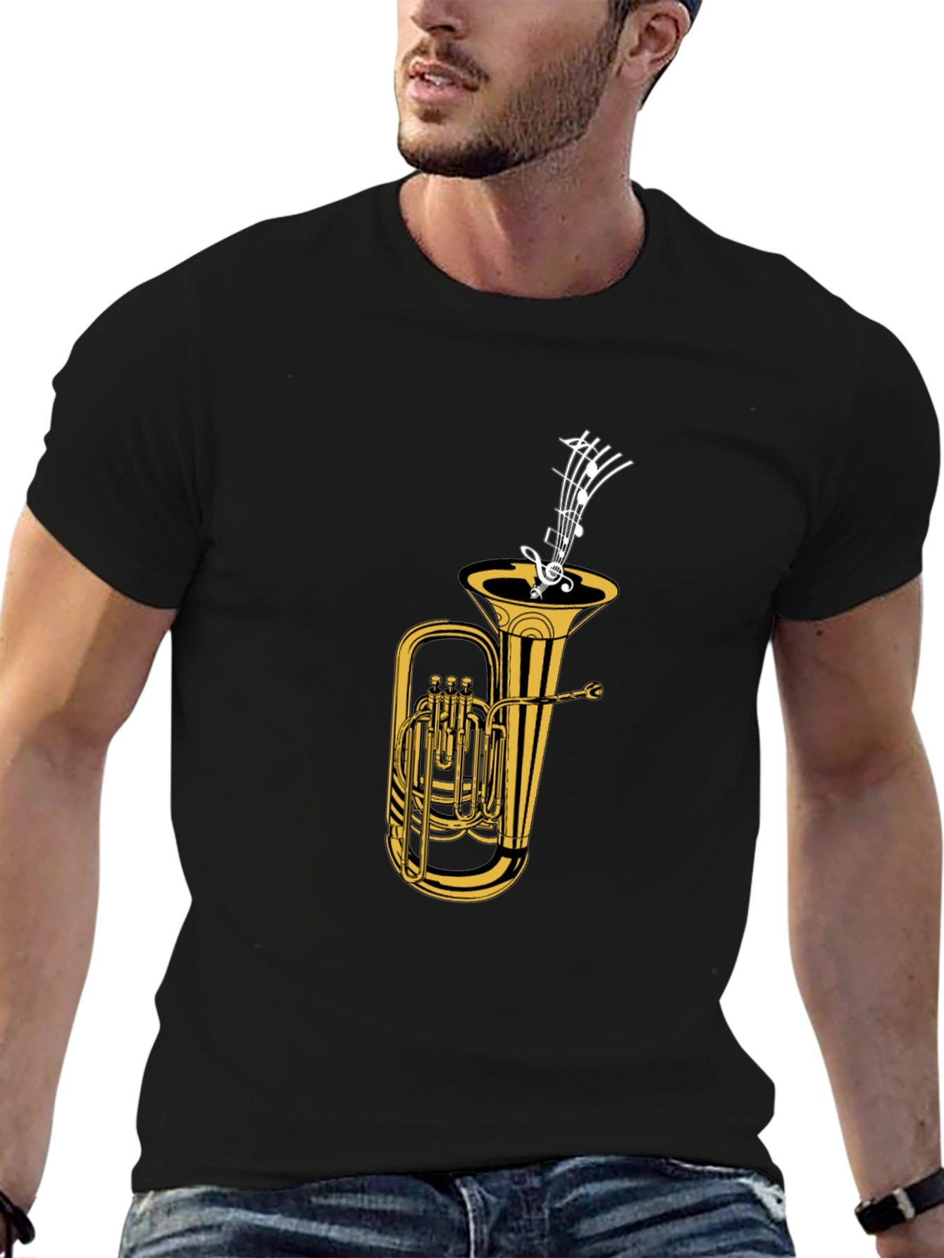 Tuba & Music Notes Graphic Tee
