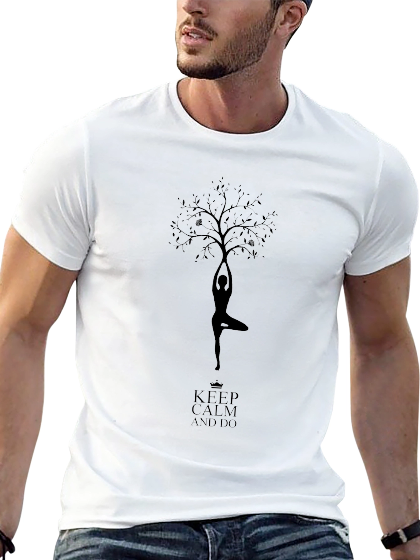 Keep Calm Yoga Tree Black T-Shirt
