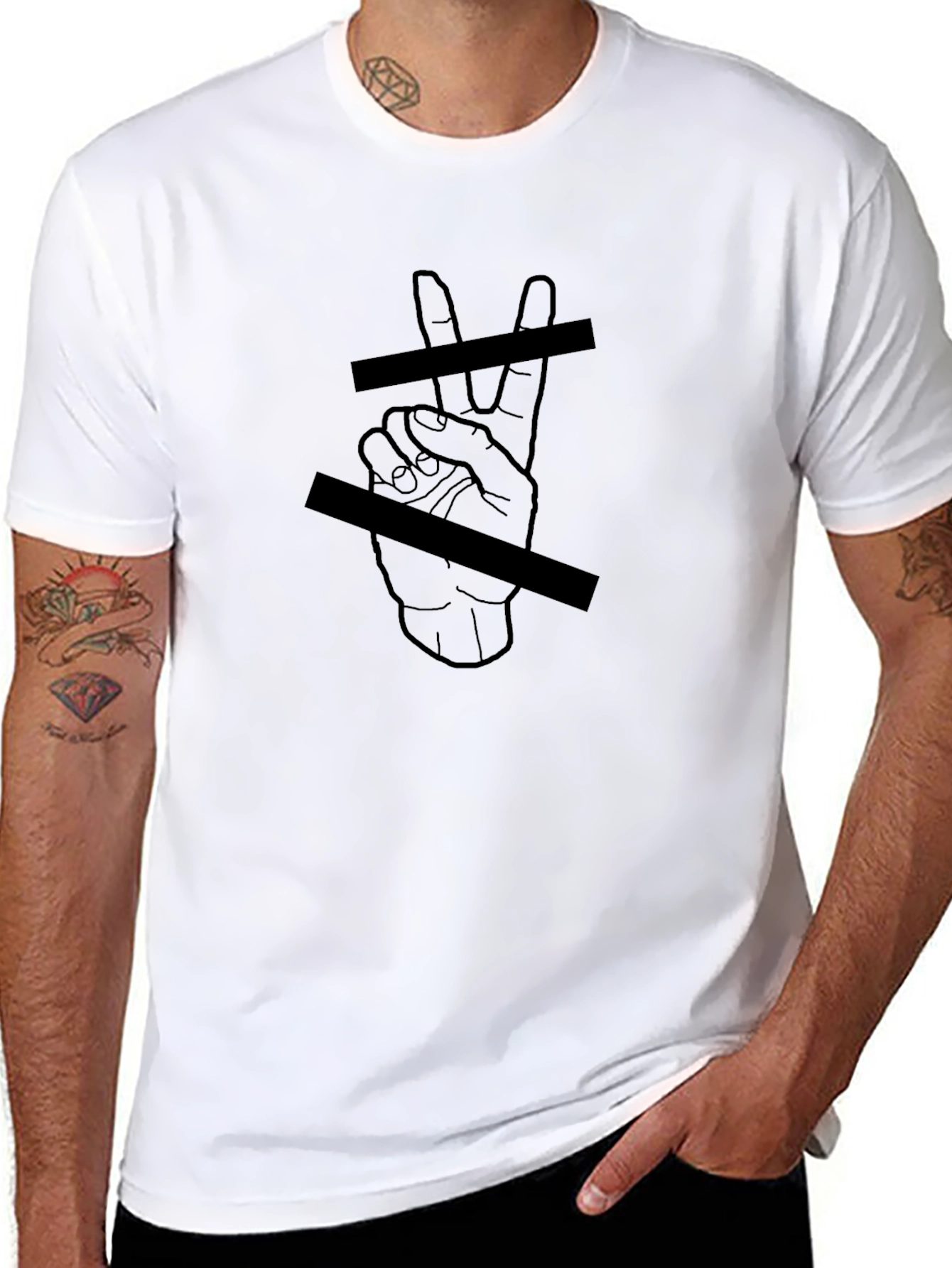 Black Tee with Hand Graphic