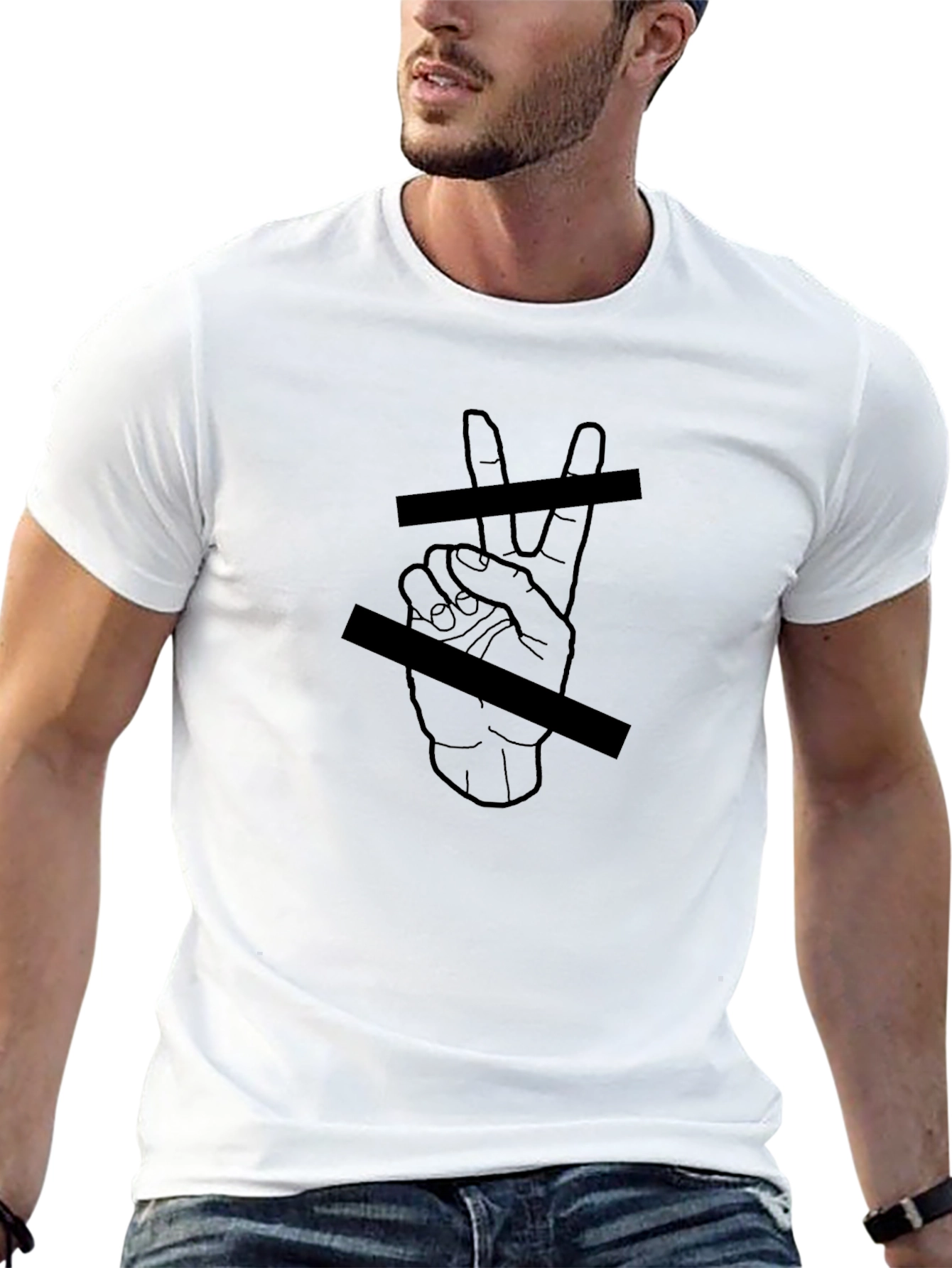 Black Tee with Hand Graphic