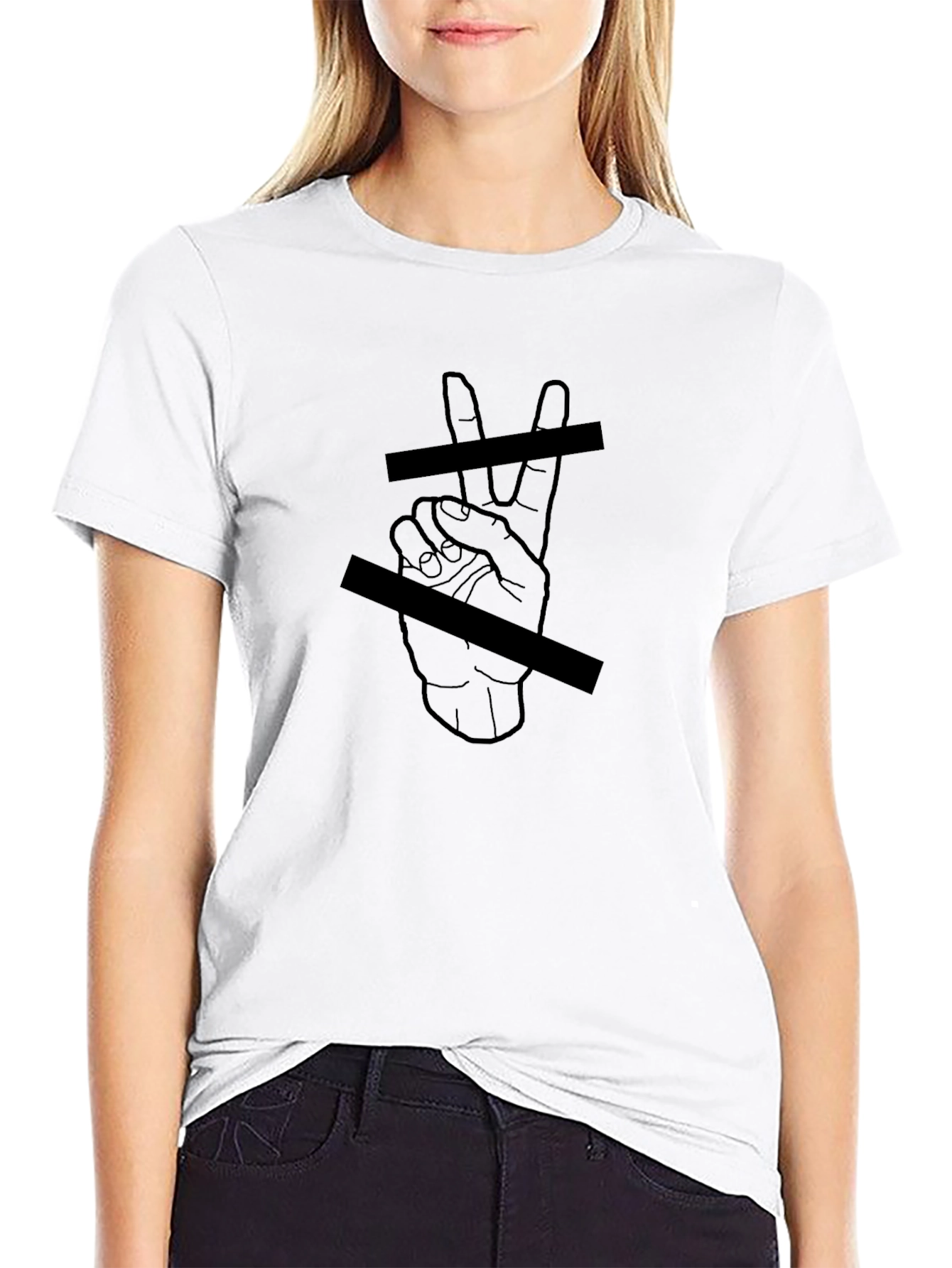 Black Tee with Hand Graphic