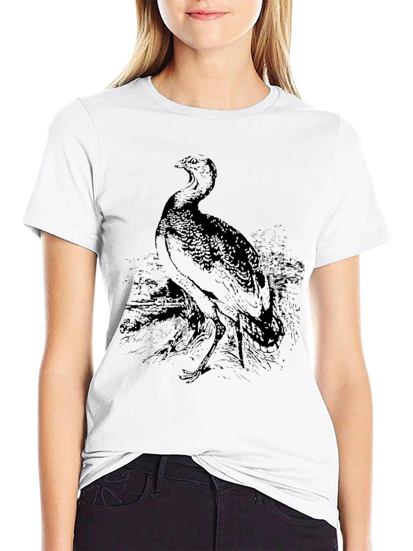 Bird Graphic Print Black T-Shirt