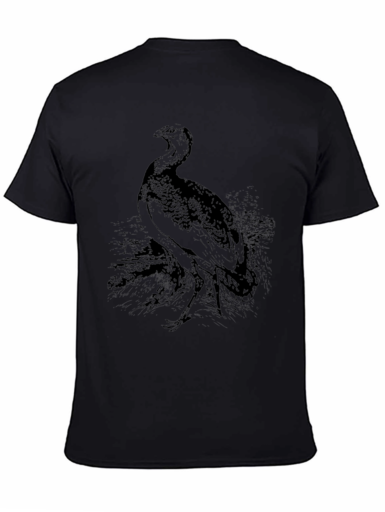 Bird Graphic Print Black T-Shirt