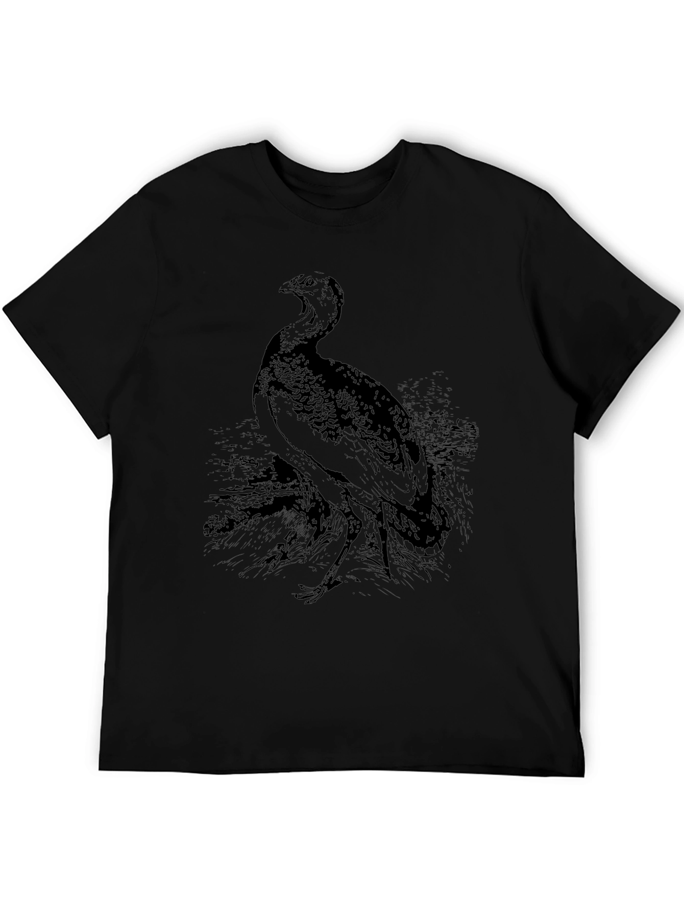 Bird Graphic Print Black T-Shirt
