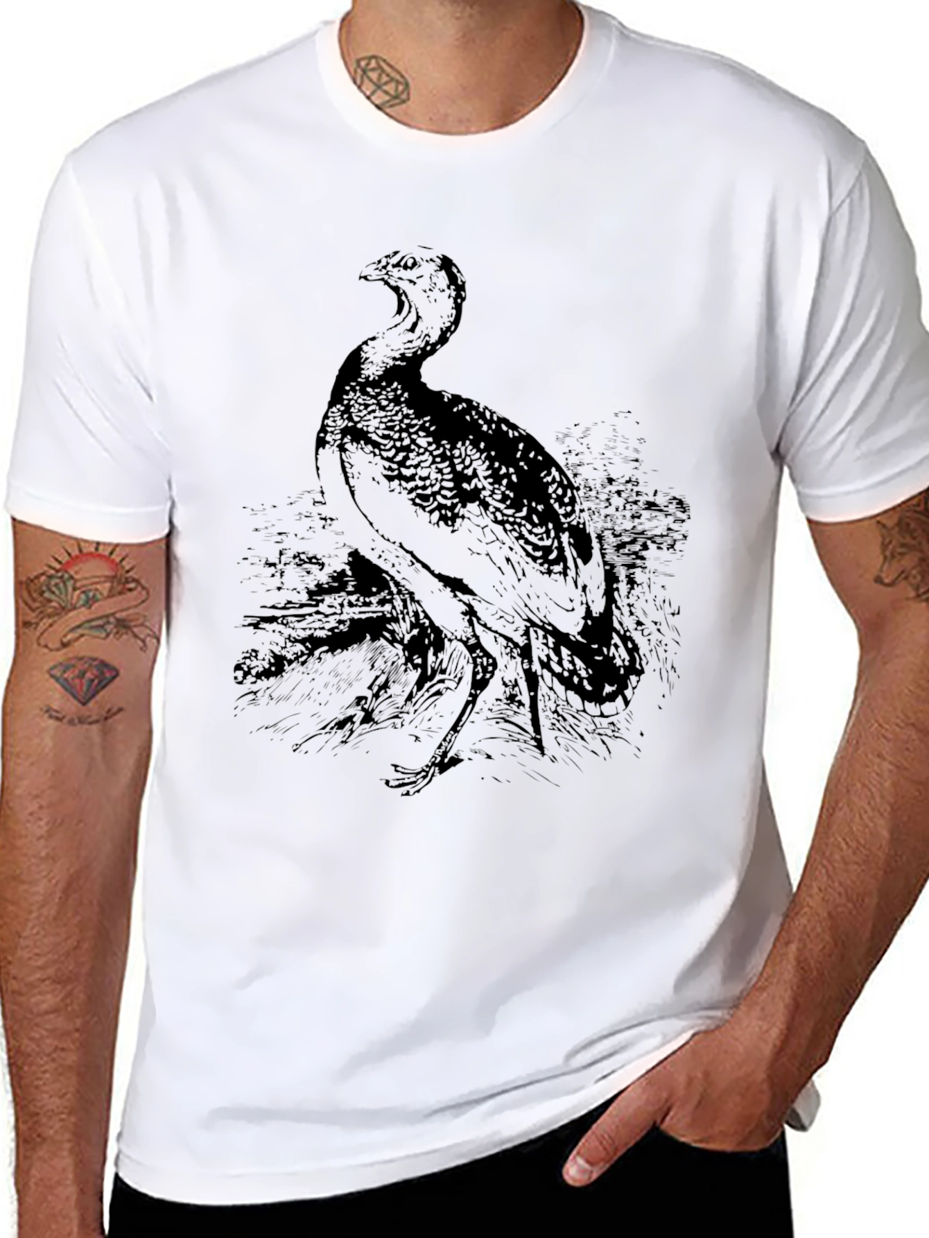 Bird Graphic Print Black T-Shirt
