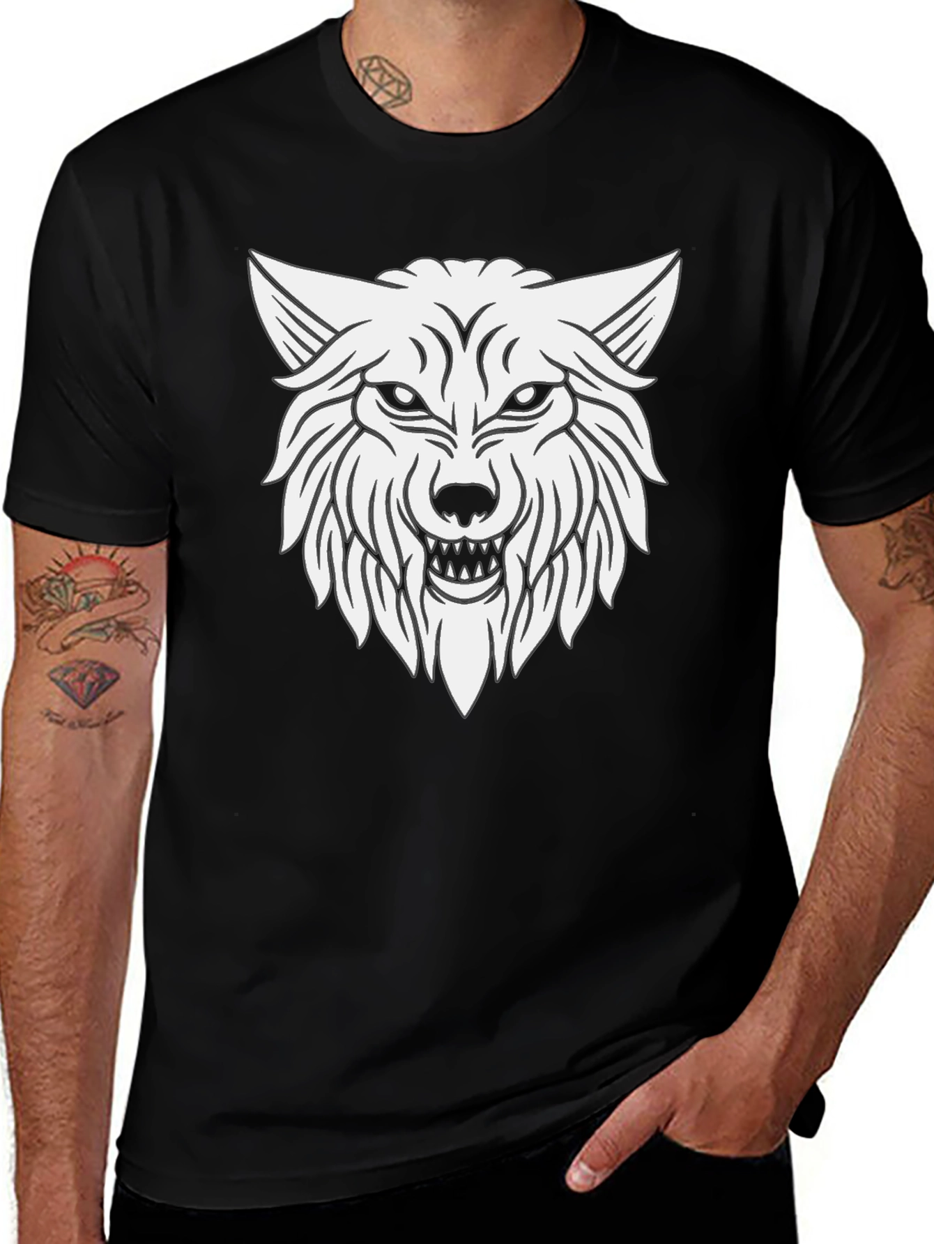 Wolf Graphic T-Shirt - Black Cotton Tee