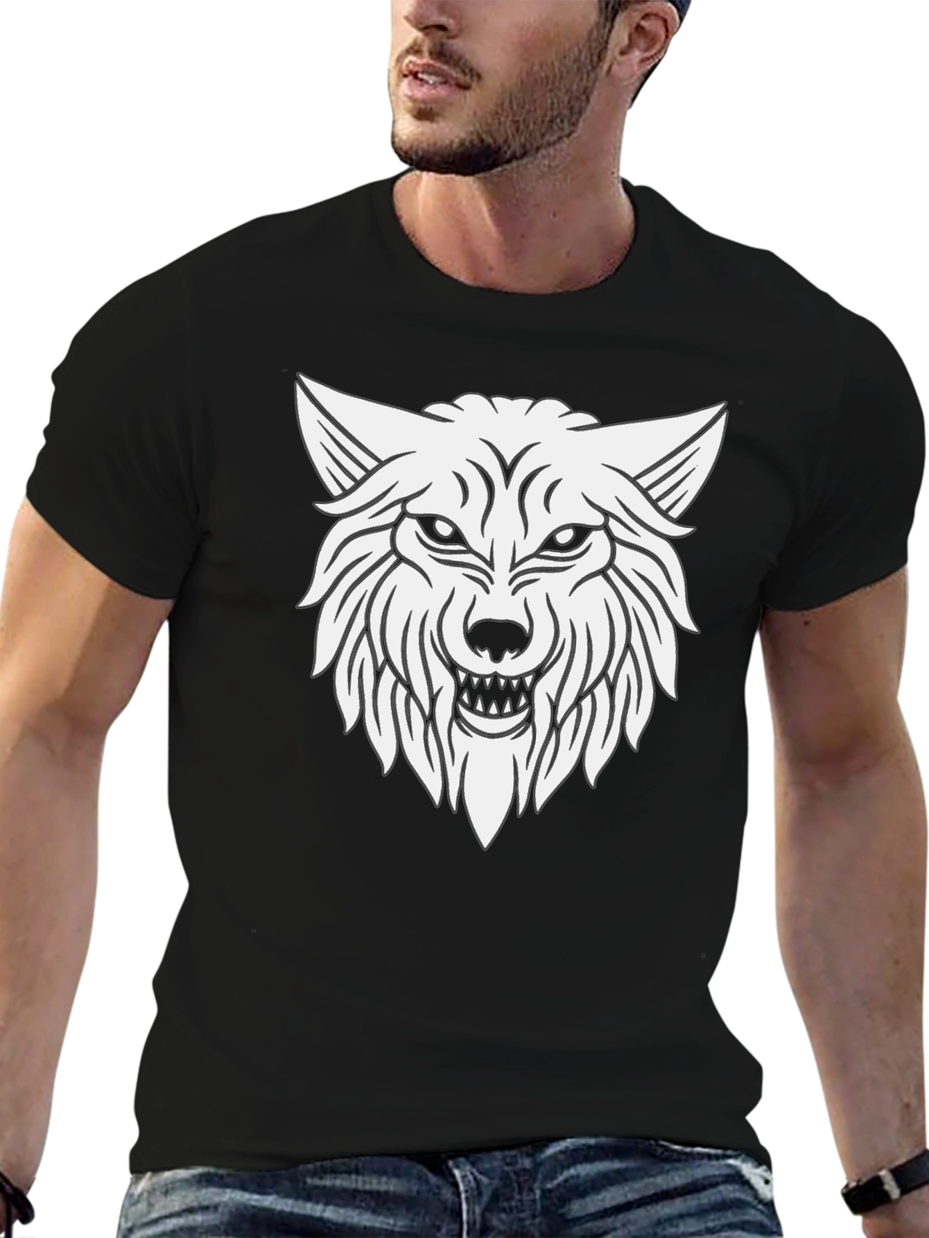 Wolf Graphic T-Shirt - Black Cotton Tee