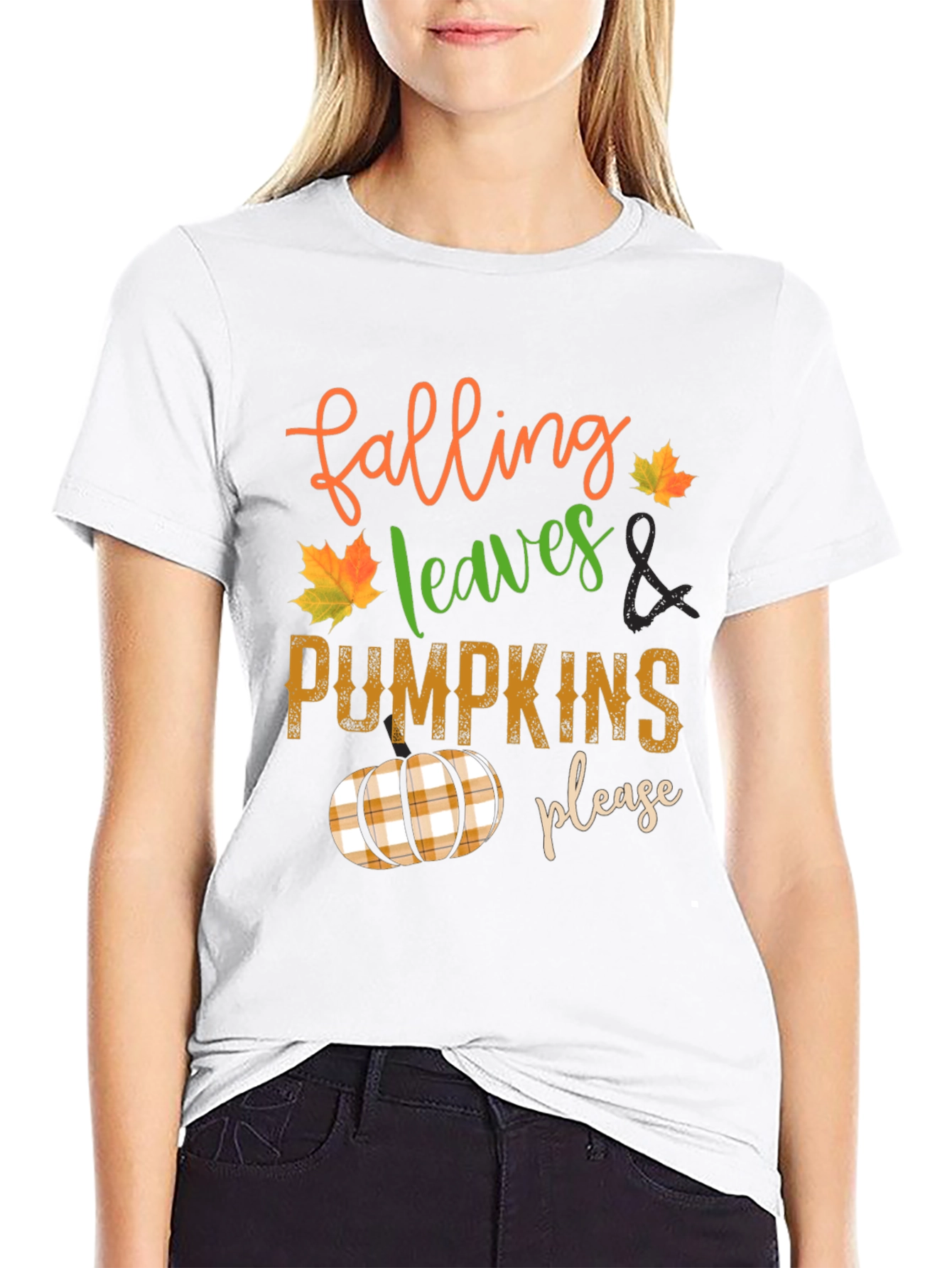 Falling Leaves and Pumpkins Please T-Shirt