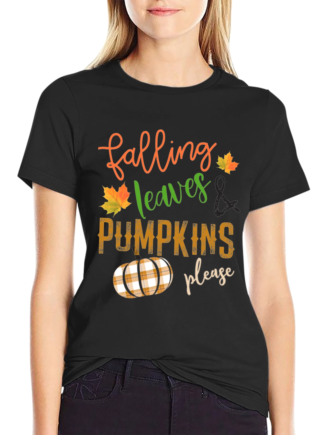Falling Leaves and Pumpkins Please T-Shirt