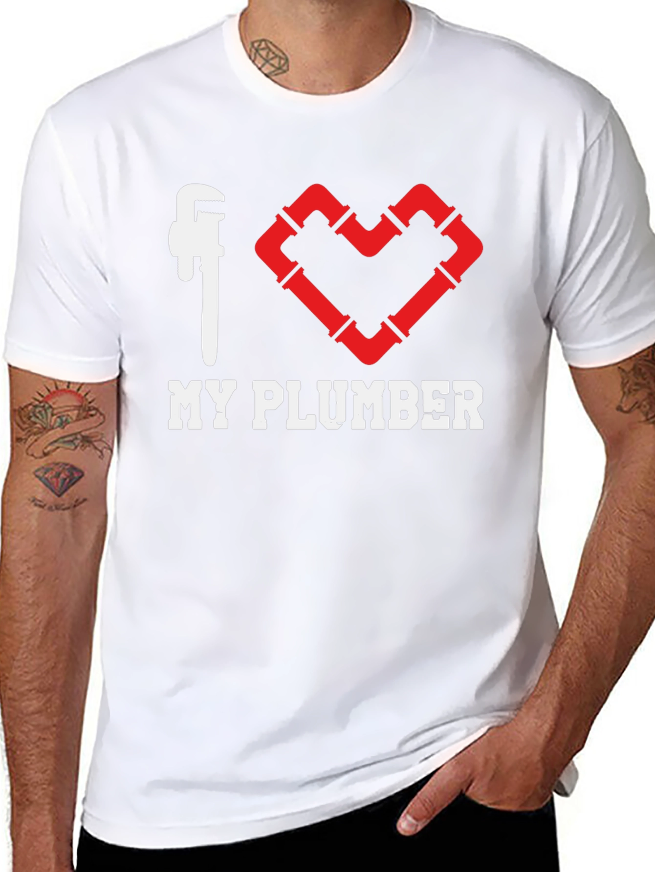 I Heart My Plumber Black T-Shirt