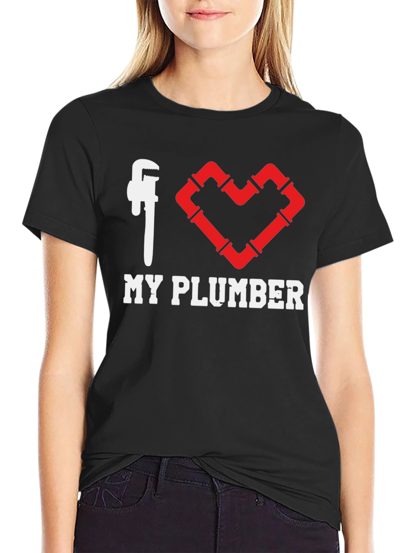 I Heart My Plumber Black T-Shirt