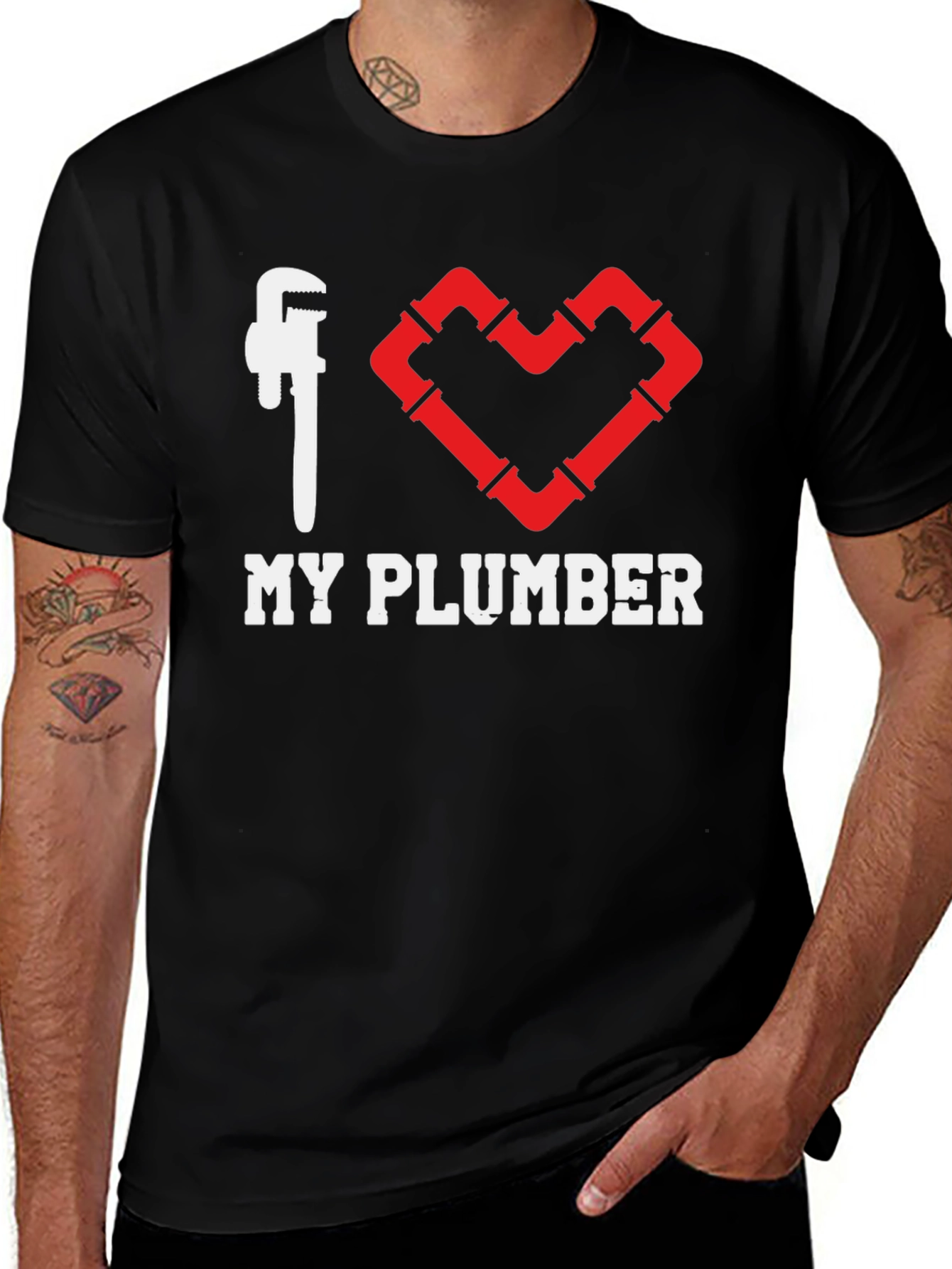 I Heart My Plumber Black T-Shirt