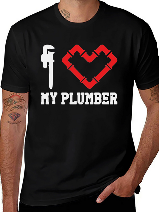 I Heart My Plumber Black T-Shirt