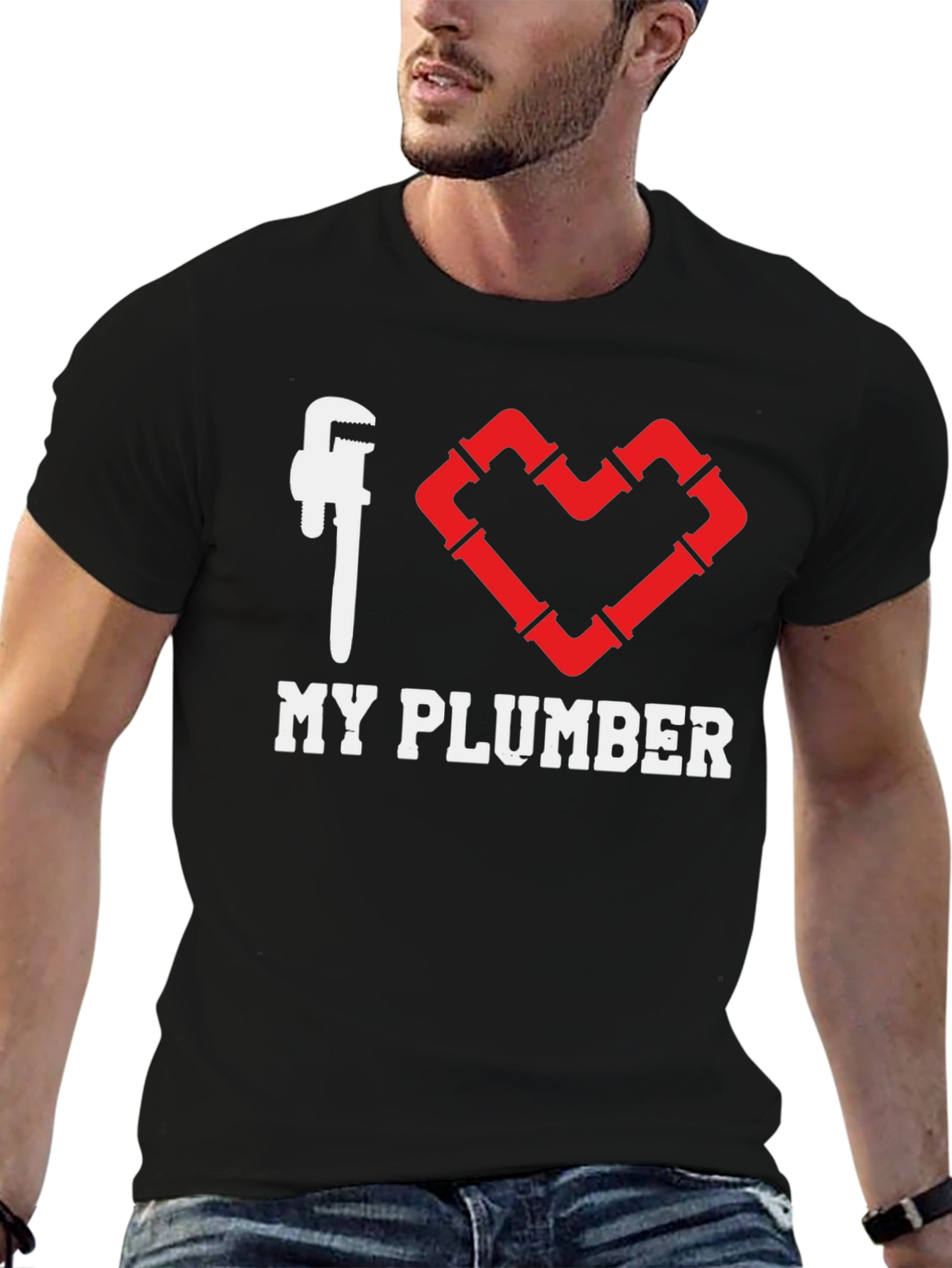 I Heart My Plumber Black T-Shirt