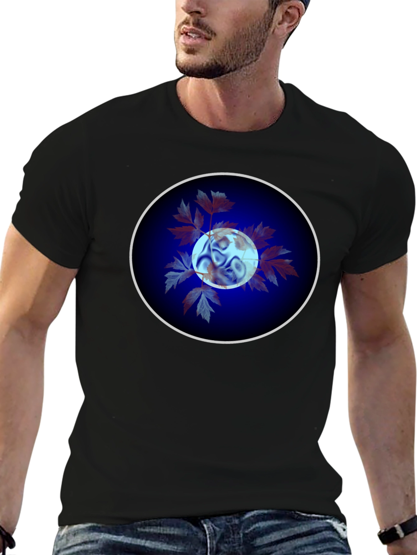 Abstract Circle Graphic Tee - Black