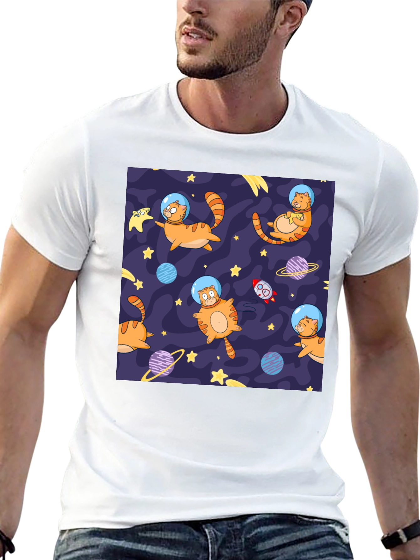 Space Cat T-Shirt - Galaxy Feline Fun
