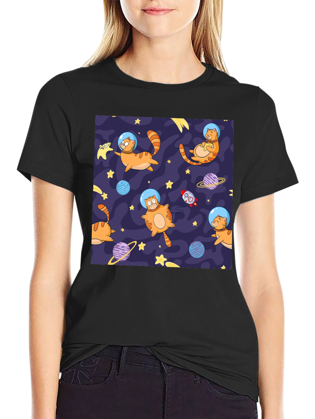 Space Cat T-Shirt - Galaxy Feline Fun