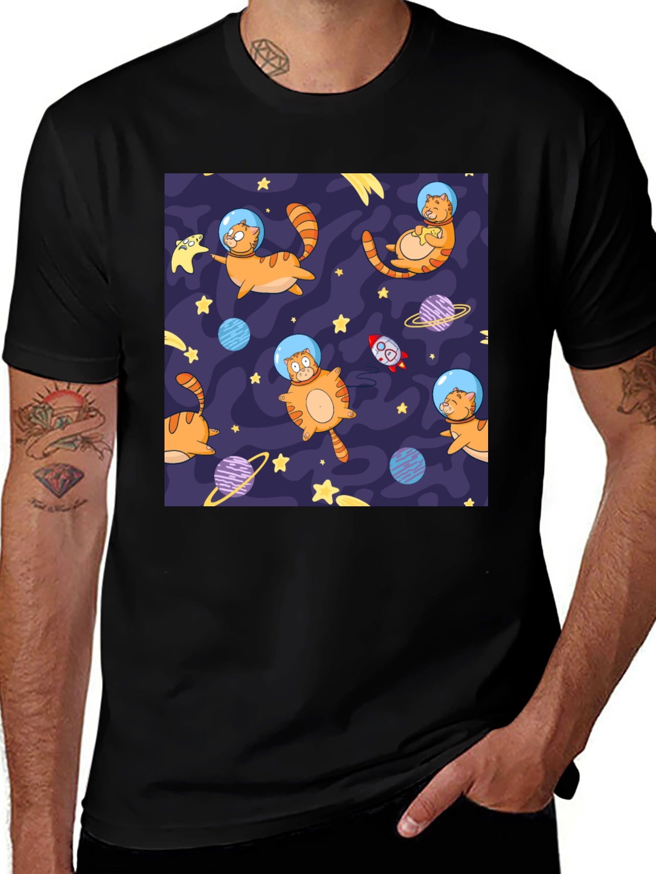 Space Cat T-Shirt - Galaxy Feline Fun
