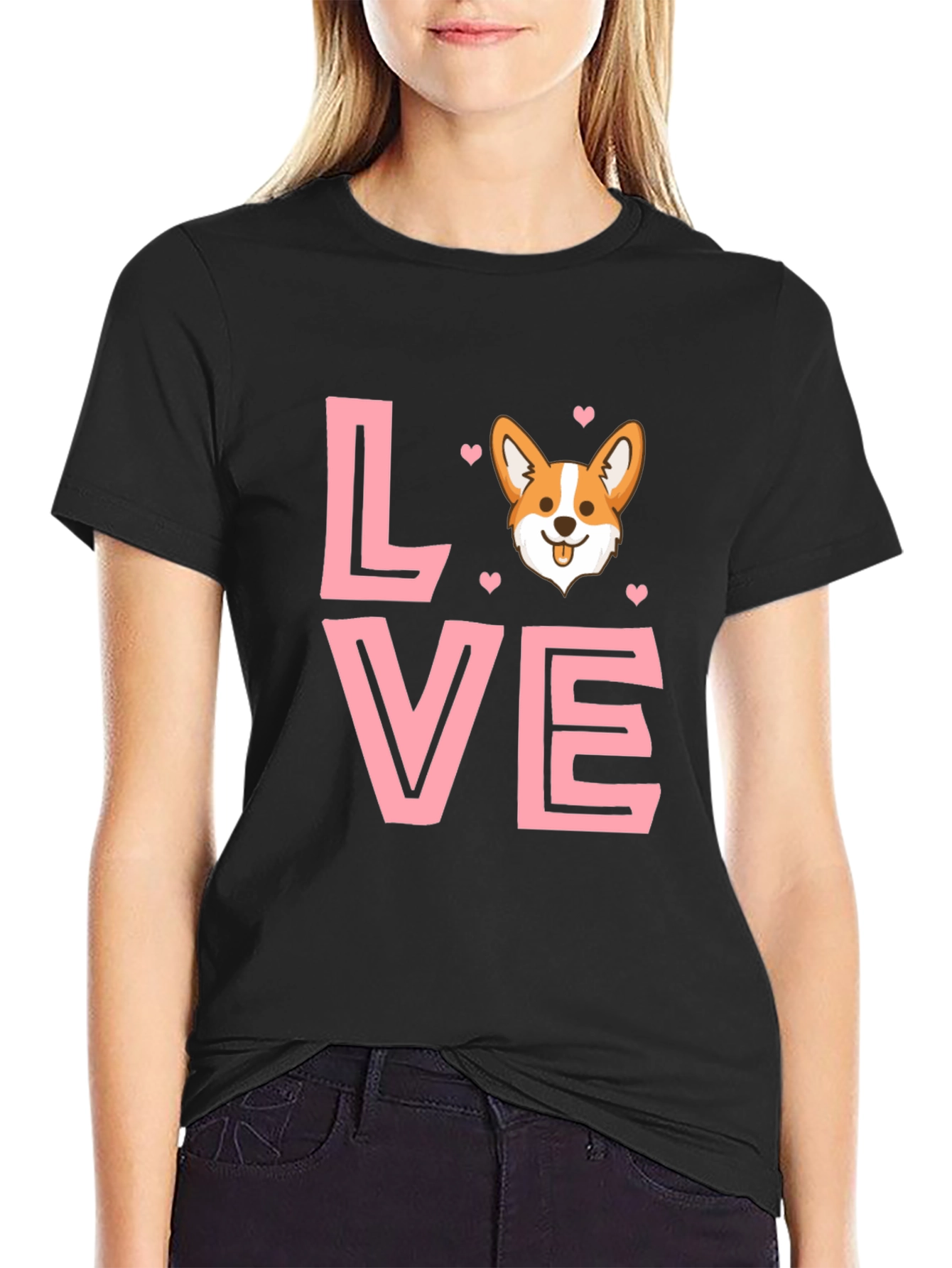 Corgi Love Graphic Tee - Black