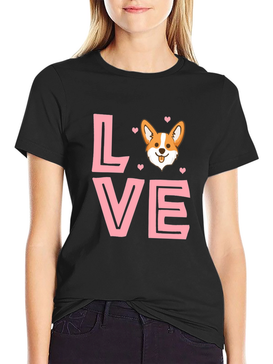 Corgi Love Graphic Tee - Black