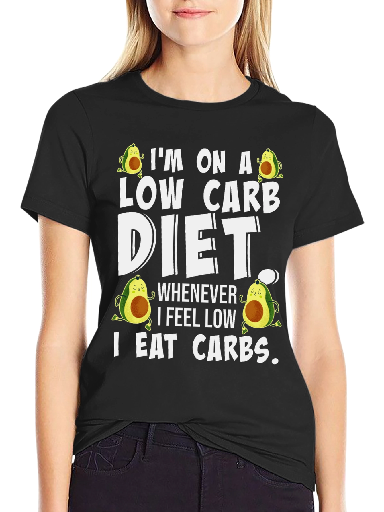 Low Carb Diet T-Shirt - Avocado Design