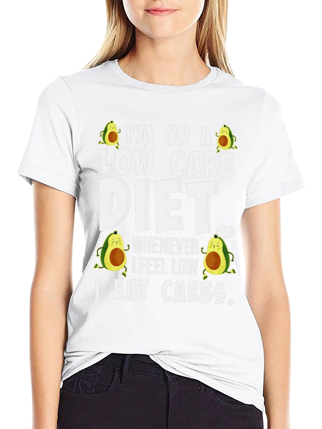 Low Carb Diet T-Shirt - Avocado Design