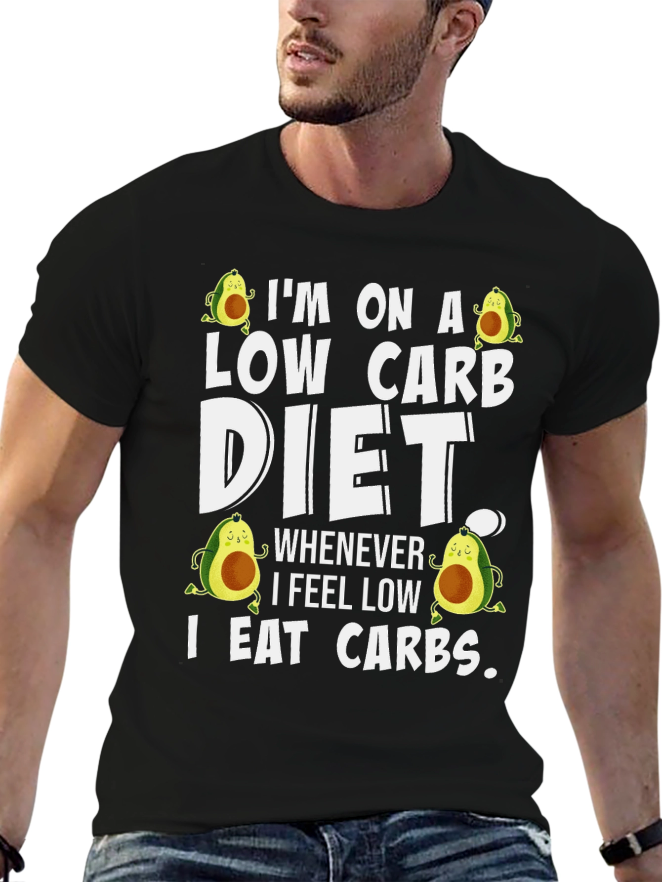 Low Carb Diet T-Shirt - Avocado Design