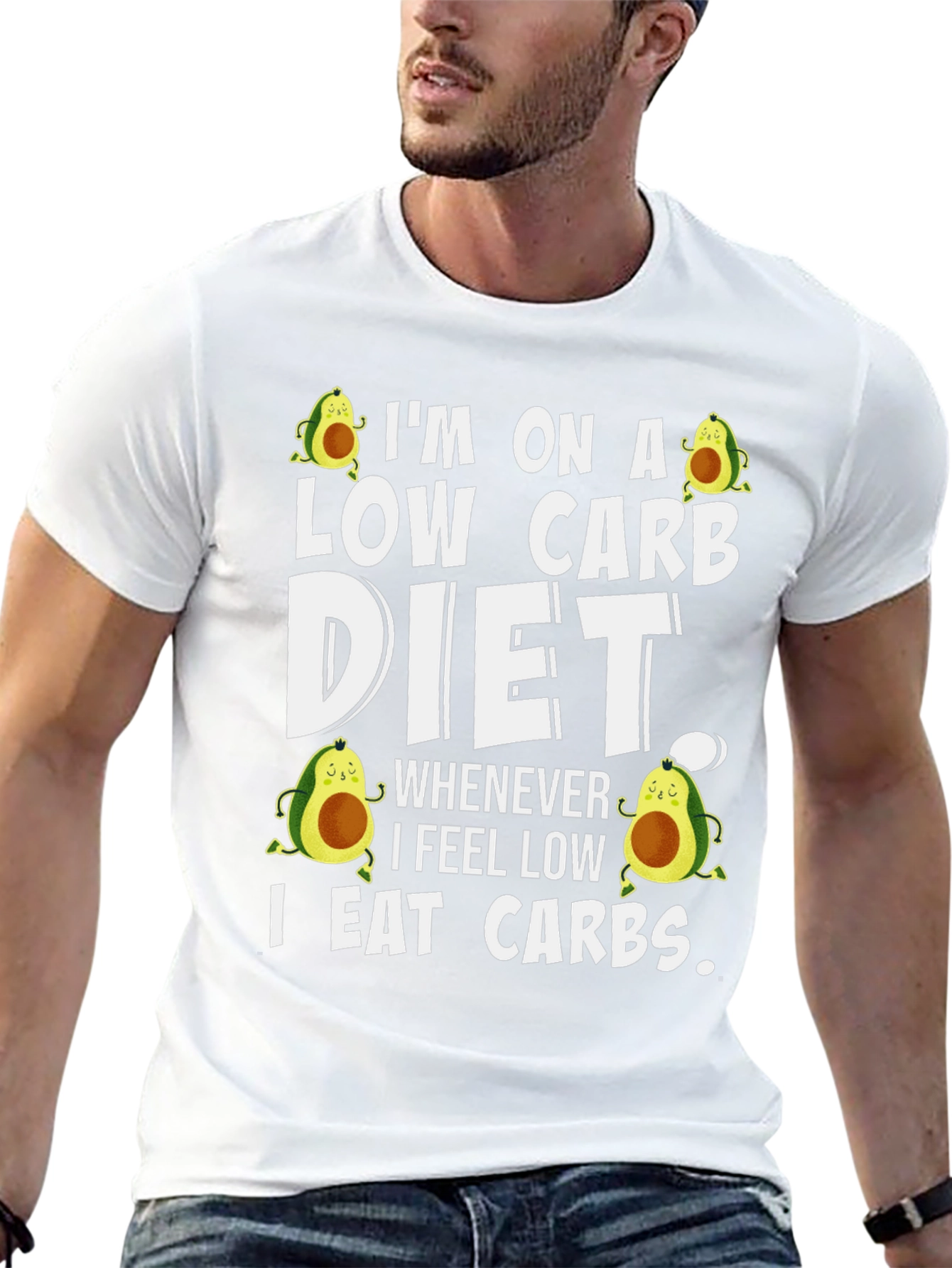 Low Carb Diet T-Shirt - Avocado Design