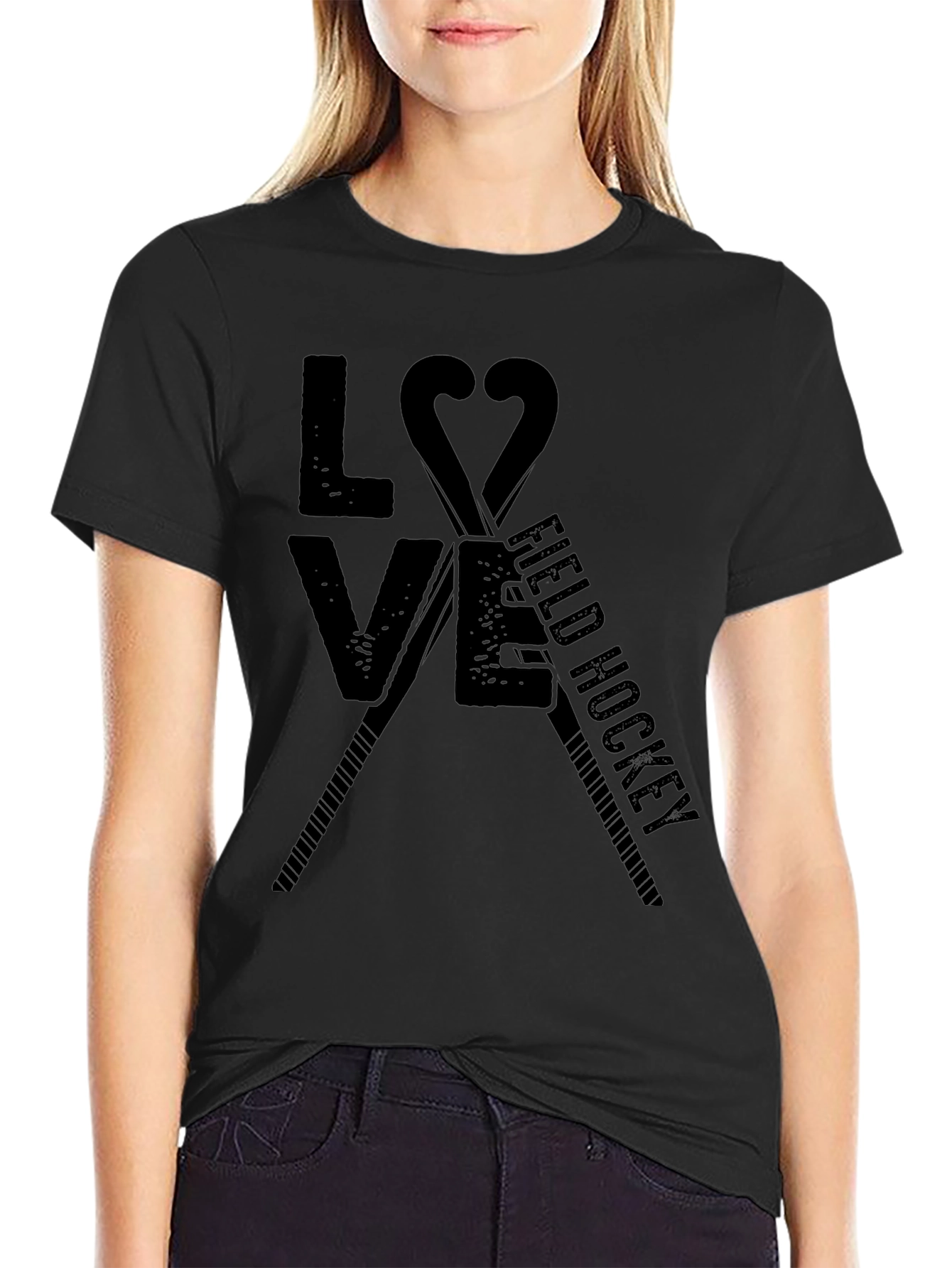 Love Field Hockey T-Shirt - Black Graphic Tee