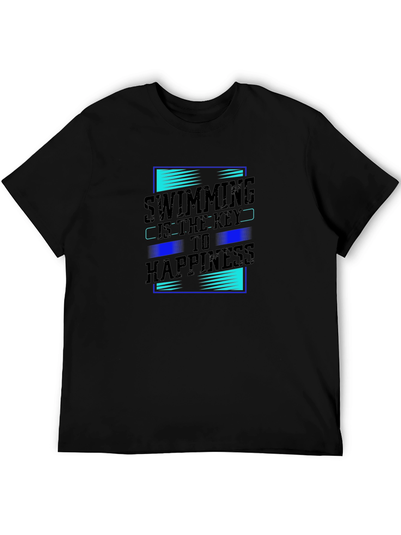 Swimming Key to Happiness Black Graphic Tee