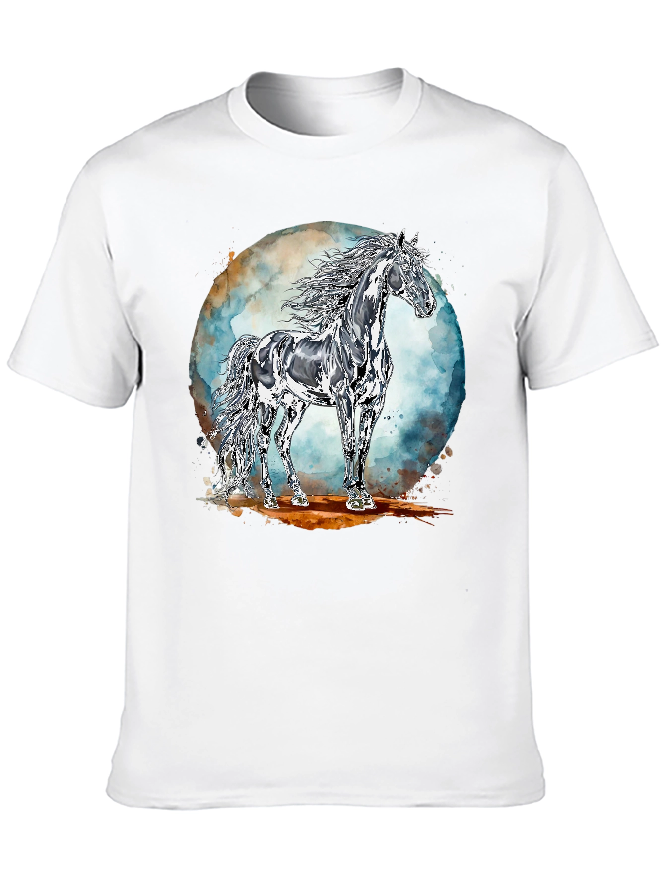 Majestic Horse Graphic Tee - Black Cotton Blend