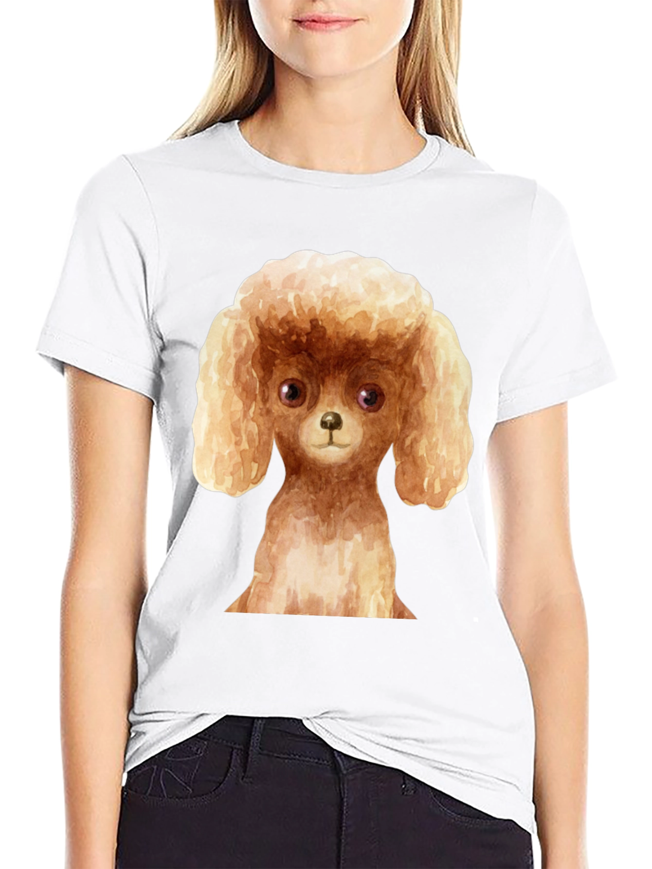 Poodle Dog Graphic Tee - Black Cotton Casual T-Shirt