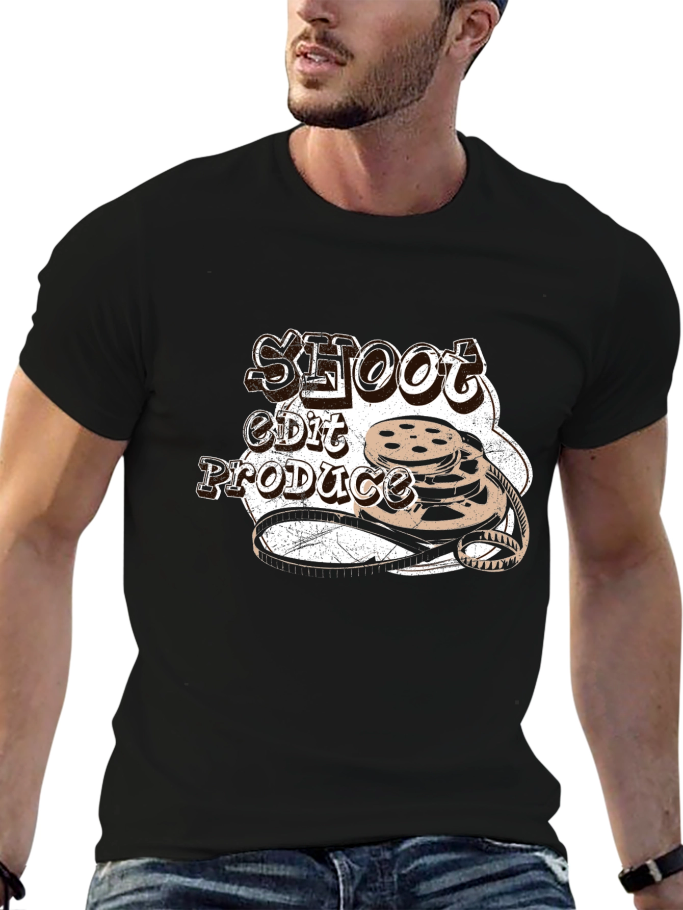 Shoot Edit Produce Black Graphic Tee