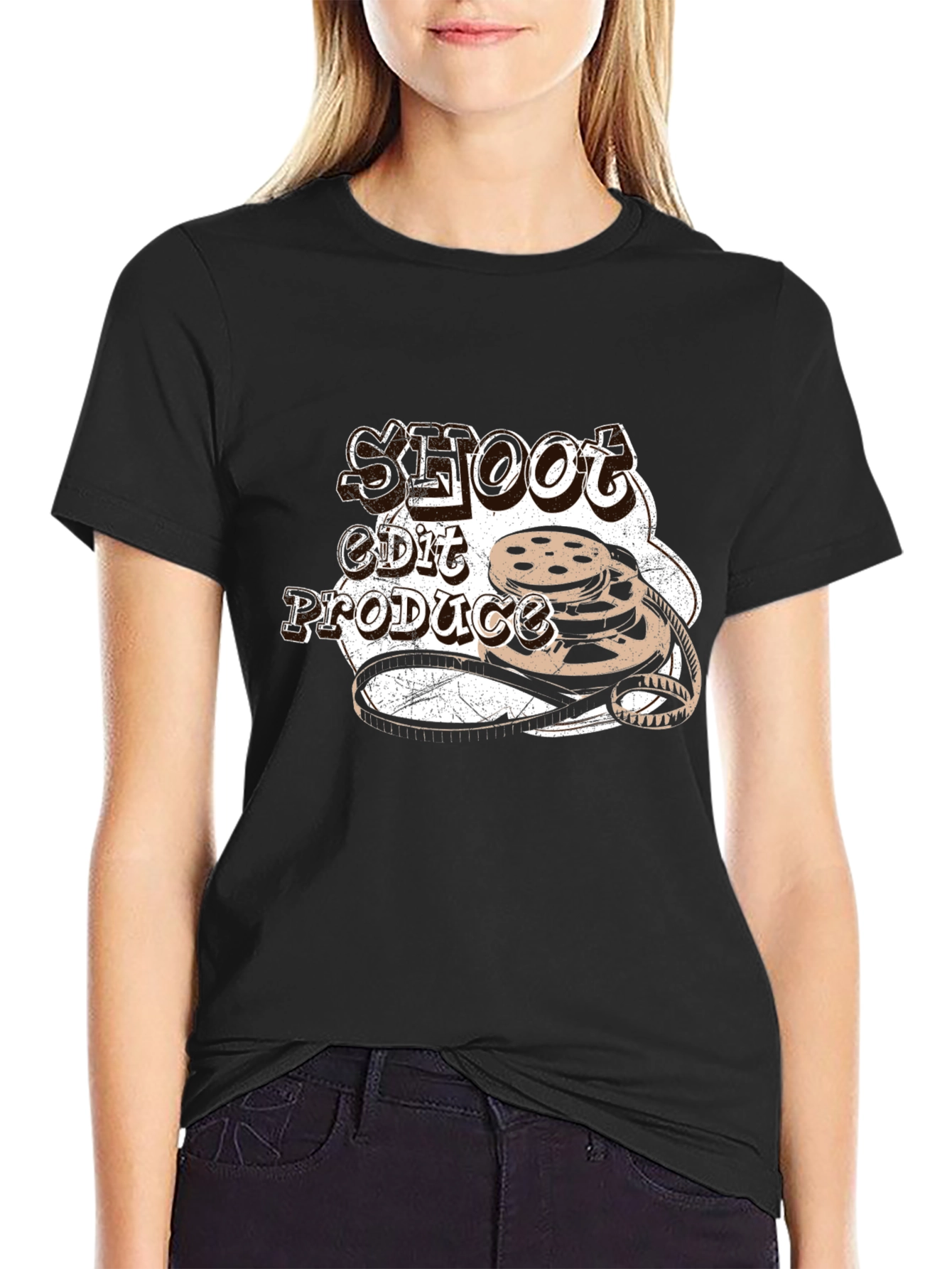 Shoot Edit Produce Black Graphic Tee