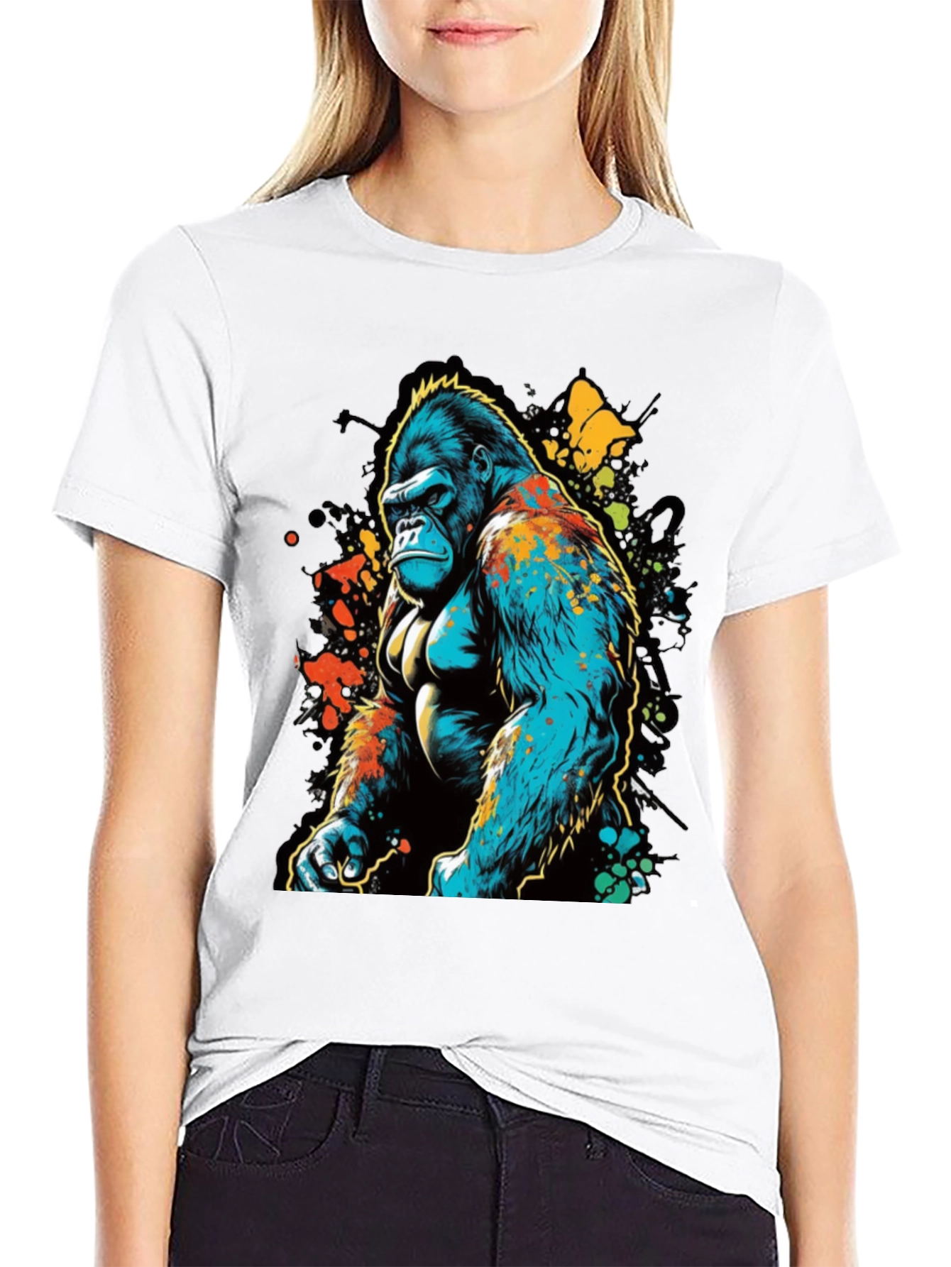 Abstract Gorilla Graphic T-Shirt - Black