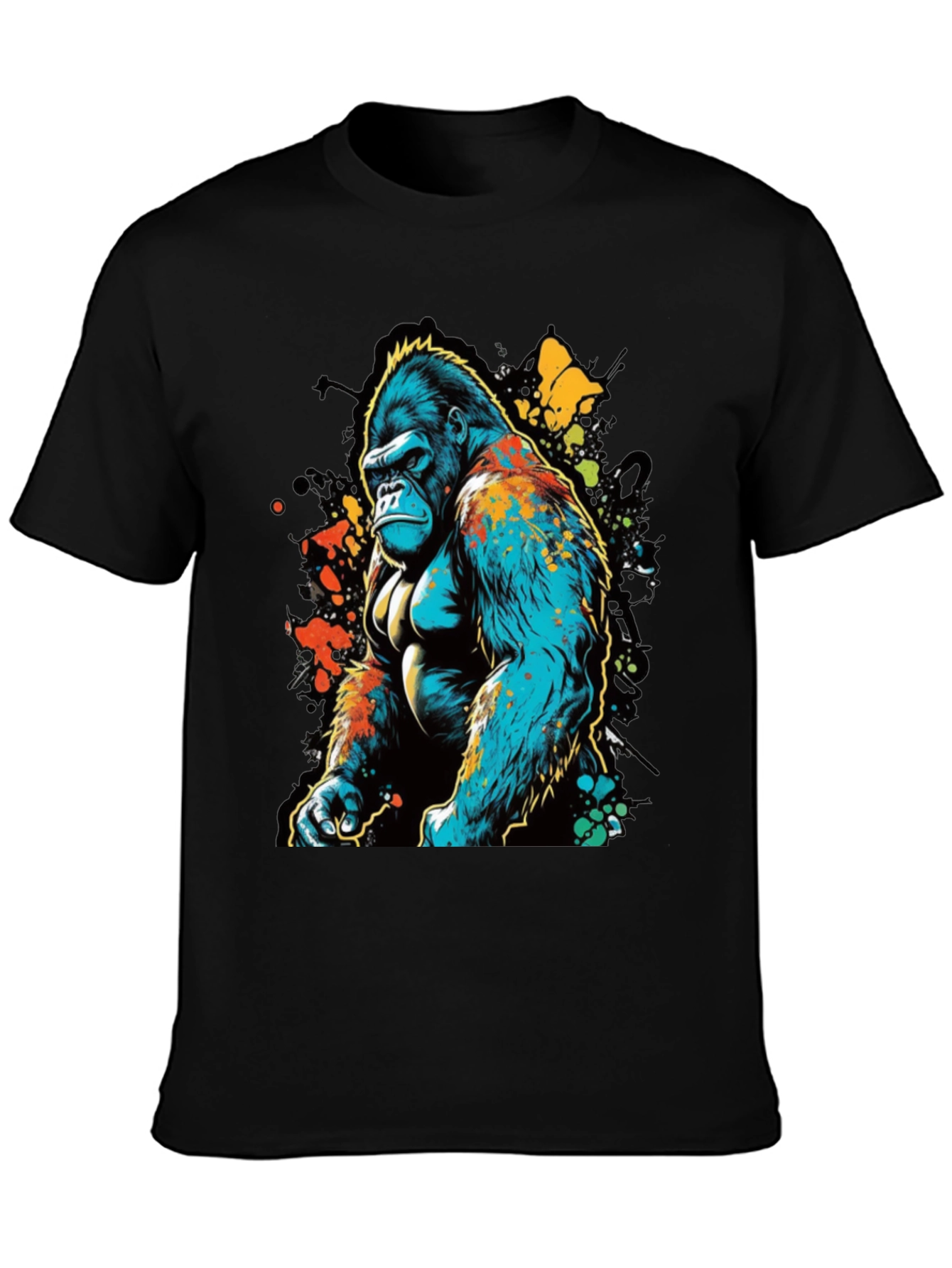 Abstract Gorilla Graphic T-Shirt - Black